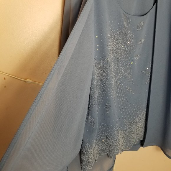 Nina Lee Ladies Blouse with Matching Sheer Jacket 3X Blue Gray - Picture 4 of 14